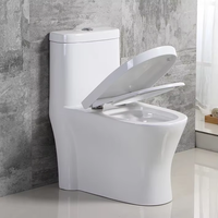WC monobloc en céramique blanc, certifié WaterSense 1.1/1.6 GPF, hauteur confort, à poser au sol, avec abattant à fermeture douce, certifié CUPC