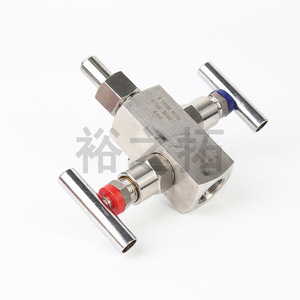 Collecteur à deux vannes en acier inoxydable pour transmetteur de pression avec applications huile, eau, gaz - Product Image 3