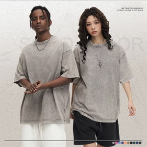 Camiseta FLOWORA para Hombre, 100% Algodón Lavado, Manga Corta, Cuello Redondo, Impresión DTG, Corte Regular, Color Sólido, Estilo Casual, Tejido Jersey - Product Image 4