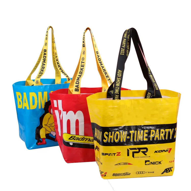New Design Fashion Style Colorful Handled Cartoon Figure PP Woven Shopping Bag Wholesale Reusable Bag