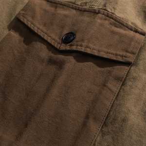 Men's Stonewashed Canvas Cargo Pants Elastic Waist Drawstring Straight Leg Multi Pocket Casual Outdoor Wear - Product Image 5