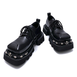 Chaussures habillées sophistiquées à bout carré et lacets pour hommes et femmes, style rétro, plateforme épaisse, type Derby, pour un look tendance et unique. - Product Image 5