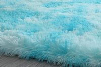 Ciel Bleu Long Cheveux Moelleux Tapis Salon Doux Shaggy Tapis Avec Support En Toile