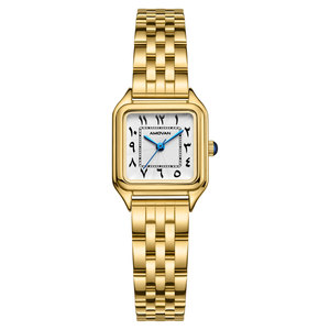 Montre pour femme AMOVAN <span class=keywords><strong>Vintage</strong></span> Gold Fashion Business Antique - Cadran à chiffres arabes rectangulaire Mouvement à <span class=keywords><strong>quartz</strong></span> Bracelet en acier inoxydable - Product Image 2