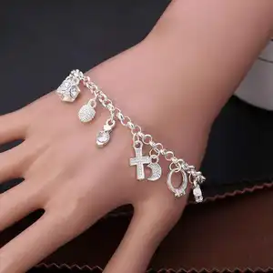 Pulsera de moda de plata 925 caliente, pulsera de joyería multielemento para pulsera de mujer