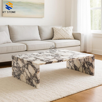 Table basse moderne en marbre poli KT STONE, grand centre de table pour salon, idéale pour la décoration élégante des villas et des maisons.