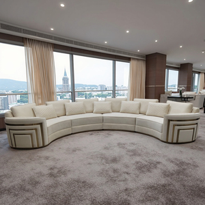 أرائك إيطالية بيضاء فاخرة مقطعية فاخرة على شكل قوس إيطالي مقعد واحد وحدات من الجلد الأصلي صالة ألعاب رياضية - Product Image 5