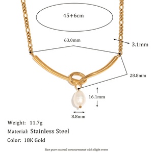 Aretas แฟชั่นยุโรปและอเมริกา18K สร้อยคอสแตนเลสผู้หญิง V-Knot <span class=keywords><strong>Ferrero</strong></span> สร้อยคอสร้อยคอจี้ไข่มุก - Product Image 5