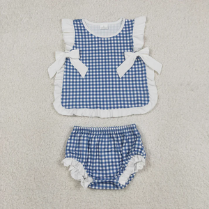 Longlv Baby Girls Boys 2 Piece Plaid Sleeveless Top and Diaper Sets Breathable Summer Casual Boutique Outfits - Product Image 2