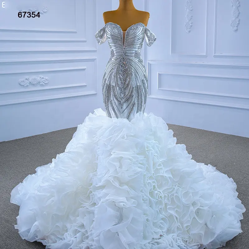 Jancember RSM67354 New Design Women Fashion Off Shoulder Mermaid Wedding Bridal Dresses
