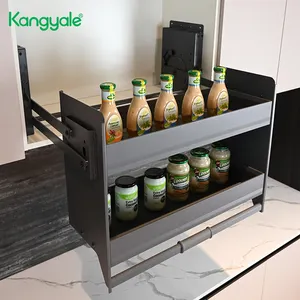 Kangyale Sistem Lift Dapur Kabinet Angkat Atas dan Ke Bawah Keranjang Tarik Kabinet Tinggi Buah Penyimpanan Lift Manual