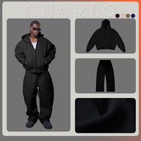 Tuta Unisex Personalizzabile in Cotone con Zip, Set Oversize di Felpa e Pantaloni da Uomo