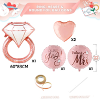 Ensemble de ballons en aluminium avec bague en diamant-Grande bague en diamant rose doré et kits de ballons en aluminium gonflables en forme de costume pour les fiançailles de mariage