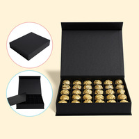 Boîte cadeau personnalisable en gros, boîte à chocolat noire, emballage alimentaire en papier rigide rectangulaire avec rabat magnétique, bronzage de qualité alimentaire