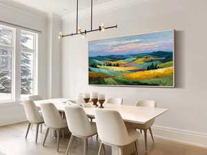 Peinture à l'huile de paysage traditionnel, scène <span class=keywords><strong>color</strong></span>ée, peinture à l'huile artisanale sur toile, <span class=keywords><strong>art</strong></span> mural pour appartement urbain, hôtel, salon, décoration de la maison - Product Image 3