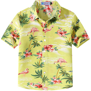 Los niños flaminco palm árbol impreso Hawaiano de manga corta Camiseta casual - Product Image 1