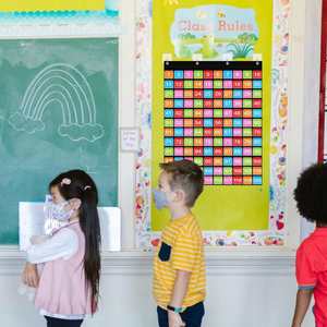 Organisateur mural en tissu durable à centaines de poches (33x27 pouces) – 120 poches, 150 cartes numérotées double face – Noir/Bleu – Rangement pour salle de classe et enseignant - Product Image 5