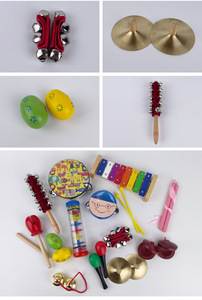 Ensemble d'instruments de percussion en bois colorés pour enfants avec xylophone, tambourin, maracas et clochettes pour l'éducation musicale et le jeu - Product Image 5