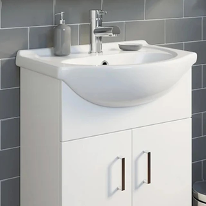 Tocador de baño JETMAN, lavabo individual, armarios de baño semi-empotrados, tocador de baño blanco - Product Image 1