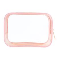 Sacs de maquillage de voyage en plastique transparent imperméable avec logo imprimé personnalisé, grande trousse de maquillage en PVC, trousse de toilette pour filles