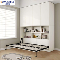 Lit escamotable multifonctionnel intégré dans une armoire pour chambre d'étudiant ou de visiteur, design mural dissimulé, gain de place, ignifuge, imperméable, lit moderne