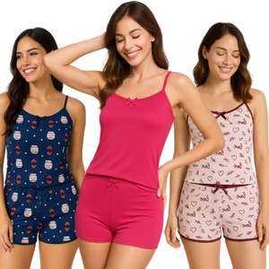 Conjunto de <span class=keywords><strong>Pijama</strong></span> de Algodón para Mujer, Dos Piezas, Top con <span class=keywords><strong>Tirantes</strong></span> a Rayas y Pantalones Holgados, Ropa Casual para el Hogar, Venta al Por Mayor - Product Image 3