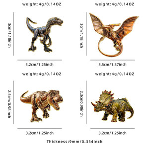 Spille smaltate personalizzate OEM ODM all'ingrosso per fabbriche, distintivi smaltati a forma di dinosauro, spille da bavero con figure di creature <span class=keywords><strong>preistoriche</strong></span>, distintivi realistici - Product Image 2