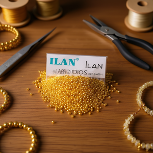 Perline Ilan Abalorios 2mm color oro, 50g per la creazione di gioielli - Product Image 2