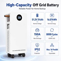 Stock UE Système de stockage d'énergie solaire hybride mural 16,07 kWh pour maison, batterie LiFePO4 51,2 V, communication CAN, sortie 10-20 kW