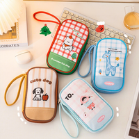 Porte-cartes de voyage avec compartiment en maille double face, porte-monnaie, motif à carreaux, motif animal, étui à cartes portable et fonctionnel