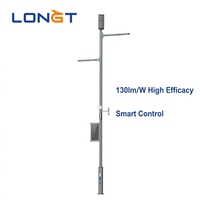 Lampadaire Solaire Intelligent Gris IP66 en Aluminium avec LED et Caméra de Surveillance – Solutions d'Éclairage Multifonctionnelles, Conception AutoCAD, Certifié CE
