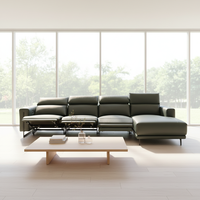 Ensemble de canapés électriques inclinables de luxe sur mesure, canapé d'angle moderne en cuir véritable avec chaise longue et appui-tête électriques