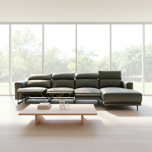 Ensemble de canapés électriques inclinables de luxe sur mesure, <span class=keywords><strong>canapé</strong></span> <span class=keywords><strong>d</strong></span>'<span class=keywords><strong>angle</strong></span> moderne en cuir véritable avec chaise longue et appui-tête électriques - Product Image 2