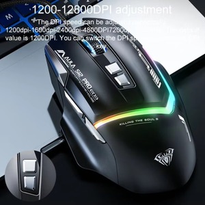 AULA S12pro 3D Style Optical Sensor Gaming <b>Mouse</b> 12800DPI RGB Backlit Wired Ergonomic Design E-Sports 7D Programmable 1600 Stock - Product Image 6
