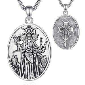 Colliers Mystiques Triple Lune Déesse Lilith en Laiton Merryshine, Pendentifs Magiques Lilith Hécate Phase pour Sorcières - Product Image 1