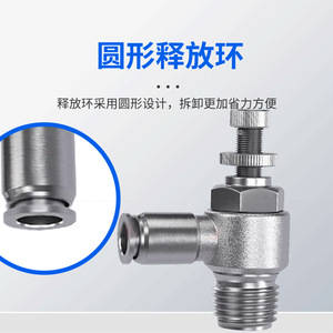 Vanne de régulation pneumatique Wentai en acier inoxydable 304 SA6 8, filetage à connexion rapide unidirectionnel pour limitation de débit - Product Image 4