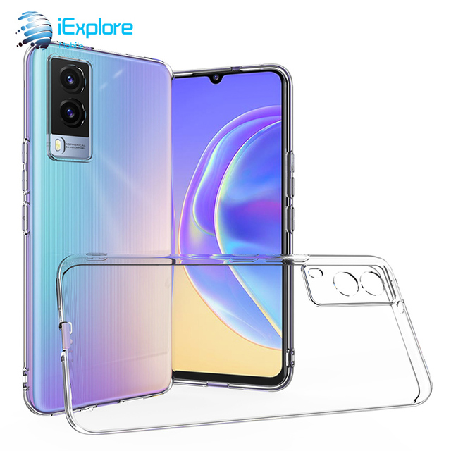IExplore Soft Crystal clear Transparent 2mm TPU Phone case with Fingerprint Proof Spot for Vivo V21E 5G V605G Y400 V50 LITE 5G