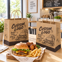 Sacs en papier kraft brun de qualité alimentaire, jetables, pour emballage alimentaire, personnalisés avec logo, pour les restaurants de restauration rapide, vente en gros