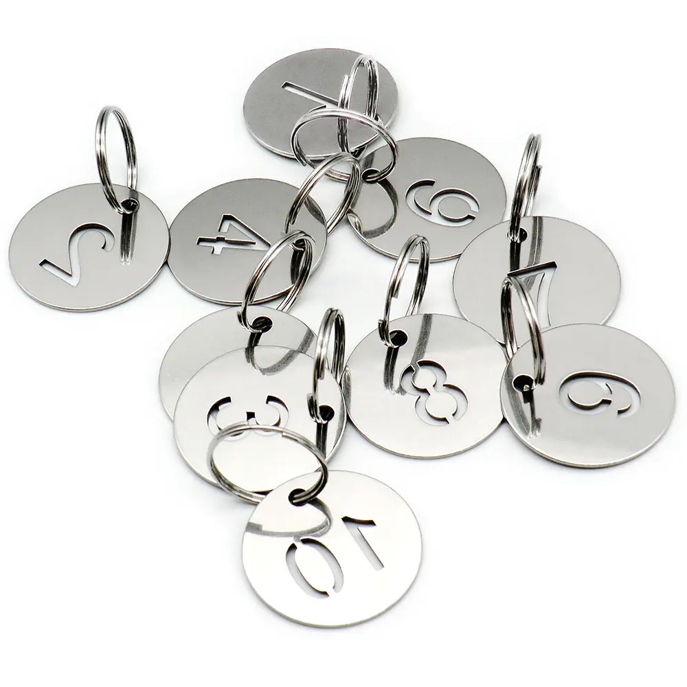Бирки с цифрами 1-20 заготовки из нержавеющей стали для гравировки 23 мм круглые номерные бирки из нержавеющей стали брелок для ключей кольцо