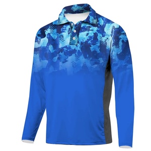 Polo de pêche pour homme en ripstop bleu clair avec protection solaire UPF 50+, imprimé personnalisé - Product Image 2