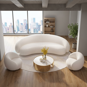 Chesterfield Modern Convertible Three Seat Sectional <b>Sofa</b> Set Extendable Reclining Velvet Boucle Upholstery <b>Inflatable</b> Mall - Product Image 3