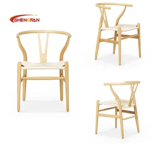 अच्छी गुणवत्ता वाली सामग्री सस्ती लकड़ी की कुर्सी वाई बैक सुंदर आकार हैप्पी आवर लॉन सीटिंग विंटेज विशबोन चेयर