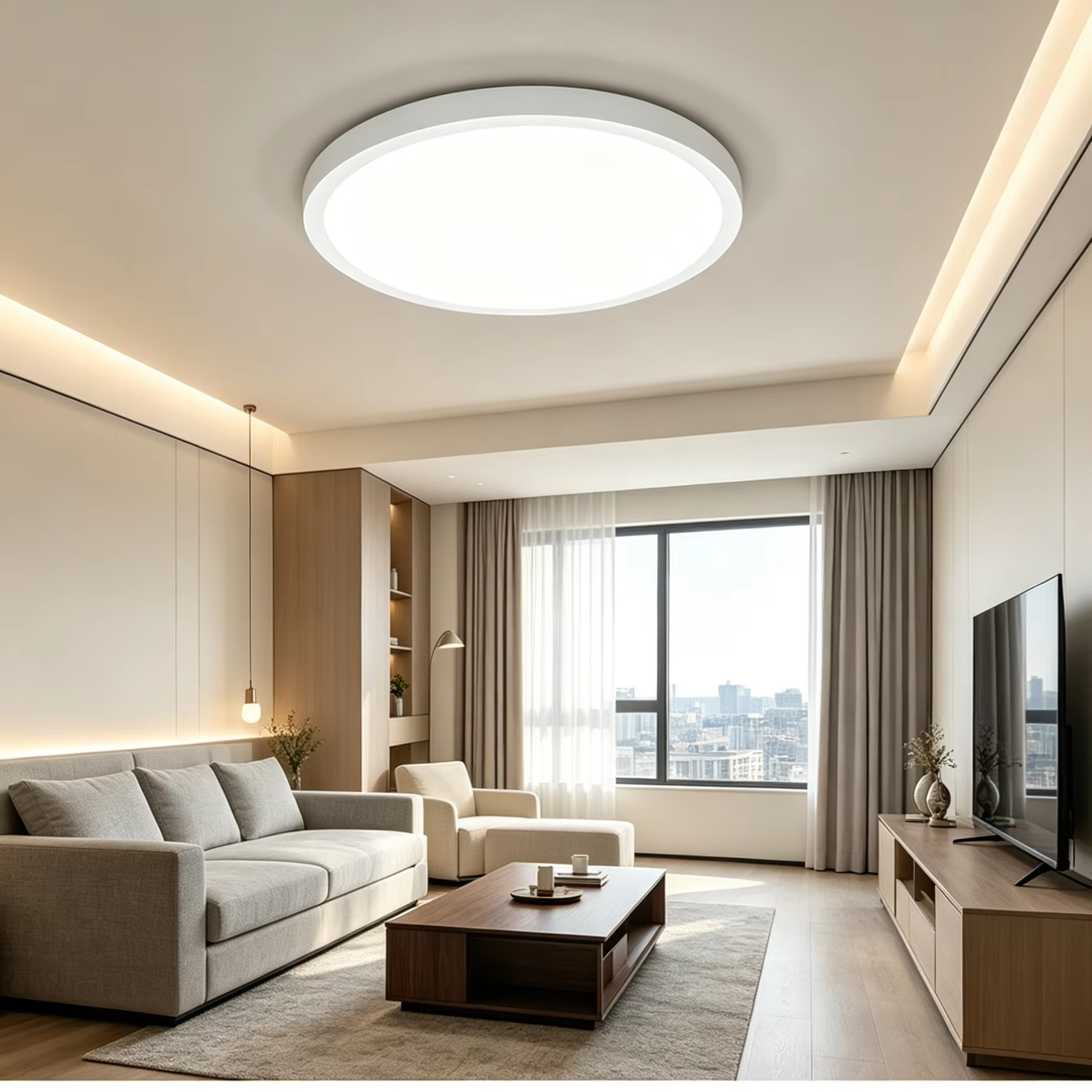 Slim Round LED Surface Mount Ceiling Lamp, Multi Power & Color Tunable, Anti Yellow PMMA Diffuse