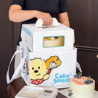 Caixa para Bolo com Janela e Alça, Logotipo Personalizado, Embalagem para Presente de Padaria, Bolsa Térmica para Entrega, Caixa de Papel para Bolo de Aniversário para Viagem