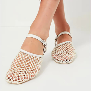 Zapatos Planos de <span class=keywords><strong>Mujer</strong></span> con Hebilla y Malla, Estilo Mary Jane, Cómodos, Casuales, de Red, Bailarinas, con Tira Trasera, Punta Cuadrada - Product Image 6