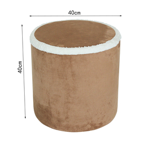 Kahverengi süet dışkı koltuk beyaz kadife trim dekorasyon ile Modern yuvarlak tabure osmanlı - Product Image 2