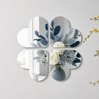 Autocollant mural en miroir souple en acrylique en forme de cœur, 4 pièces, combinaison de fleurs DIY, miroir flexible incassable pour la décoration de la maison