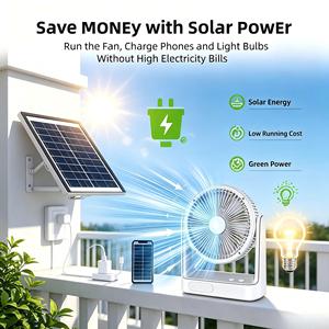 Reliable White Solar Charging Floor <b>Fan</b> Outdoor Solar <b>Fan</b> Hotel Solar Charging Table <b>Fan</b> - Product Image 1