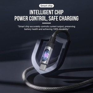 Cable <span class=keywords><strong>USB</strong></span>-<span class=keywords><strong>C</strong></span> <span class=keywords><strong>a</strong></span> <span class=keywords><strong>USB</strong></span>-<span class=keywords><strong>A</strong></span> con Pantalla LED Digital, Carga Rápida de 100W 3A, Trenzado de Nailon para iPhone y Computadora - Product Image 4
