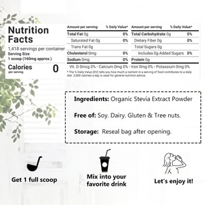 Extracto de Hoja de Stevia, Edulcorante Natural, Steviosidos, Polvo de Extracto de Stevia, Venta al Por Mayor de Fábrica - Product Image 3